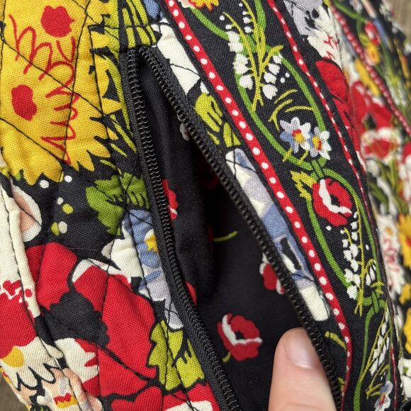 Vera Bradley Black Poppy Print Shoulder Bag purse EUC - Picture 3 of 9